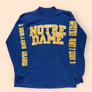 Vintage Notre Dame 1990s Long Sleeve T Shirt Large Blue Vtg Fighting Irish 90s